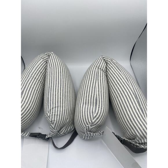 Lot Of 2 Soft Microbead Travel Airplane Neck Pillows Gray Striped Pattern - Picture 7 of 8